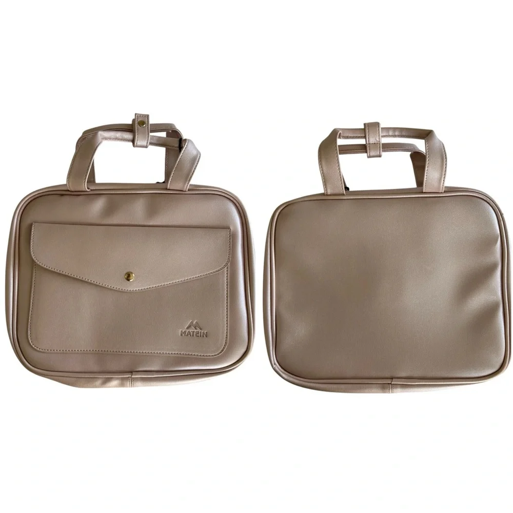 MATEIN Women’s Travel Toiletry Bag Faux Leather Look Pink‎ Sheen Hanging Storage